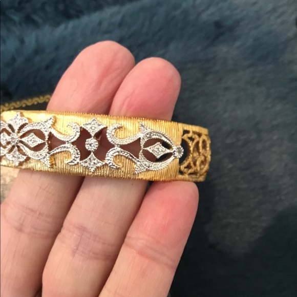 Like New Vintage Gold Toned Wide Bangle & Crystal Bracelet - Picture 5 of 9